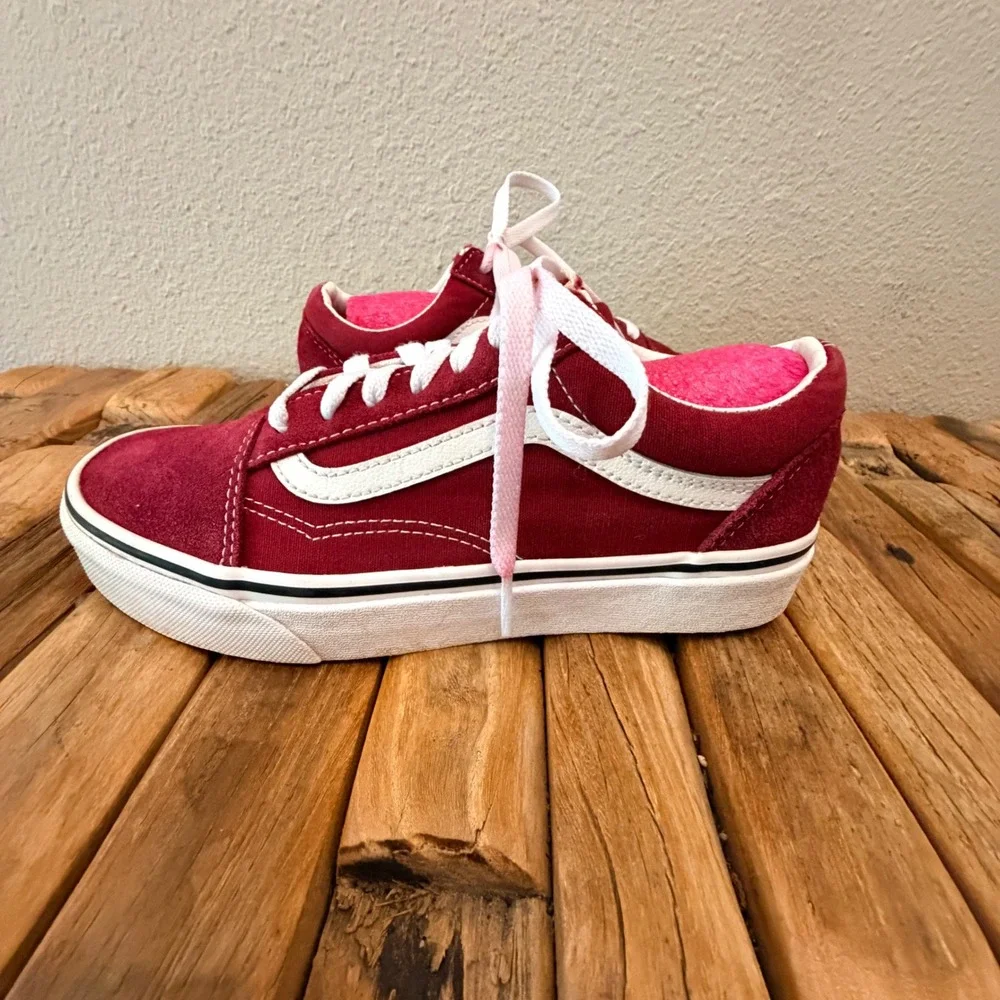 Vans Old Skool Burgundy Maroon Suede Canvas Skate Shoes Mens 5.5 Womens 7